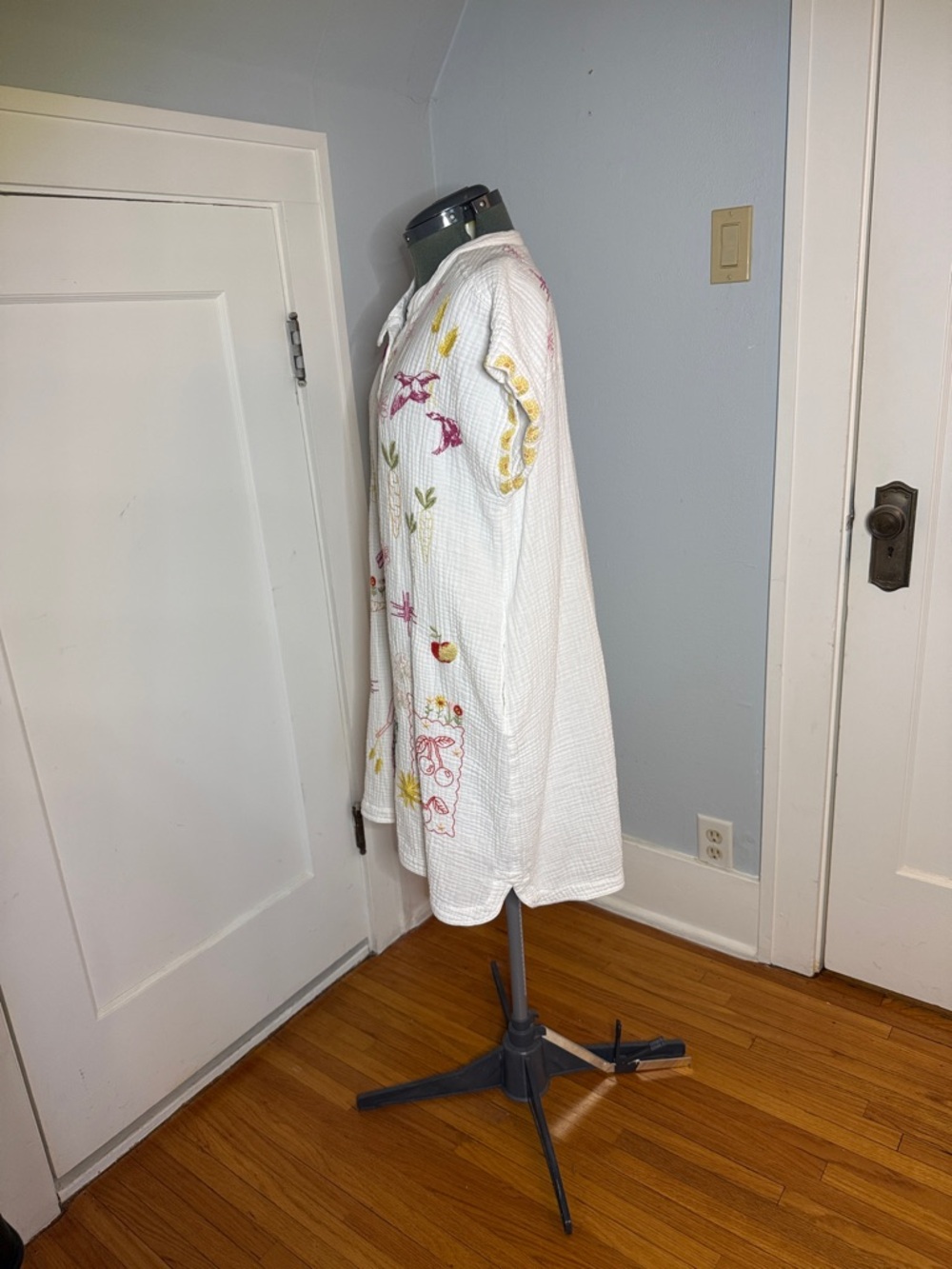 Johnny Was White Cotton Embroidered Tunic Dress Mishti Cartegena Generous Large - Picture 2 of 9